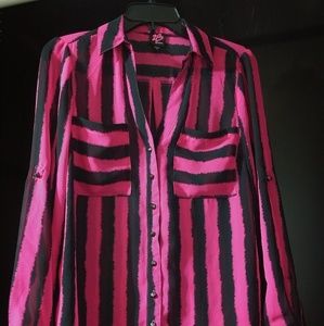 Striped button-up blouse